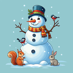 Playful Snowman Vector Illustration