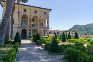 Loggia and gardens of Palazzo Vincentini. in Rieti, Italy