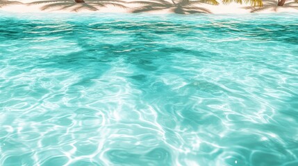 Crystal clear beach water with palm trees and soft sandy shoreline