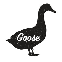 Black silhouette of a goose bird with an inscription 
