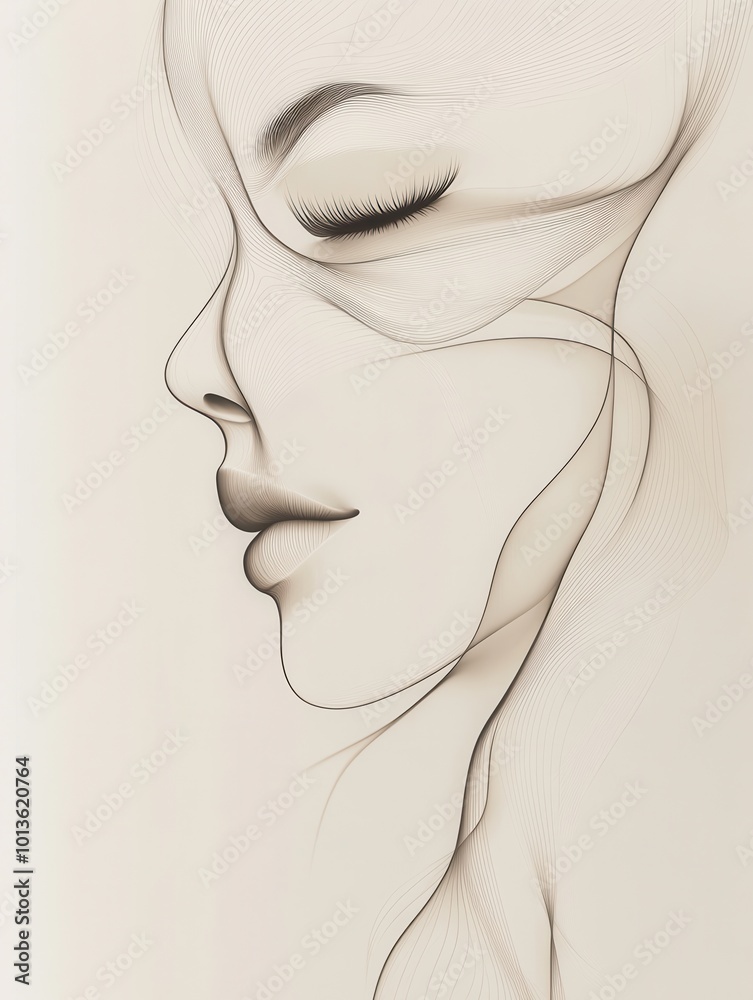 Aufkleber delicate, swirling lines form an elegant representation of a female face, showcasing artistic beauty