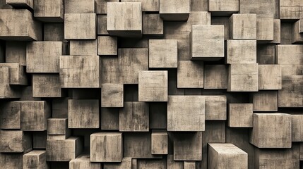 Abstract geometric pattern with 3d cube shapes and textured surfaces