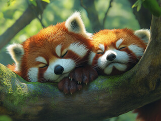 panda rossi che dormono