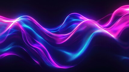 A vibrant abstract wave of light in pink and blue hues, creating a dynamic visual effect.