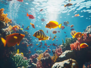 Pesci tropicali e barriera corallina