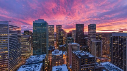 Vibrant Modern Cityscape with Skyscrapers and Urban Elements