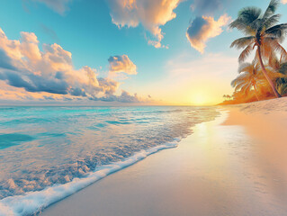 spiaggia tropicale deserta tramonto