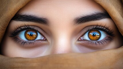 Naklejka premium Captivating eyes gazing through fabric with vivid reflections and detail
