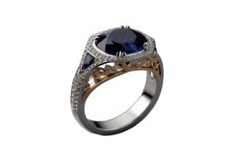 ring with diamonds and sapphire