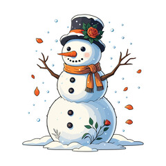 Playful Snowman Vector Illustration