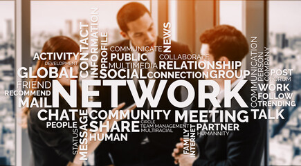 Human Resources Recruitment and People Networking Concept. Modern graphic interface showing...