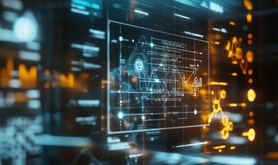 Obraz premium Digital screen displays complex data analysis.