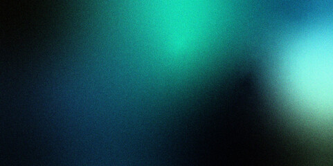 Ombre gradient with royal green and atoll color. Rough, grungy noise grain texture. Gradient banner with a grainy, textured poster header cover design. Pastel blue gradient foil shimmer background.