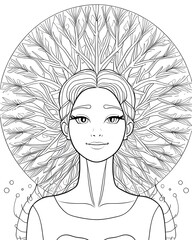Portrait of a beautiful girl in the style of the zodiac.