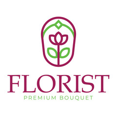 florist bouquet flat minimalist logo design