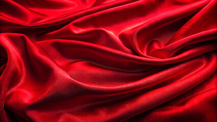 Obraz premium Bright red folded fabric with smooth, shiny satin texture