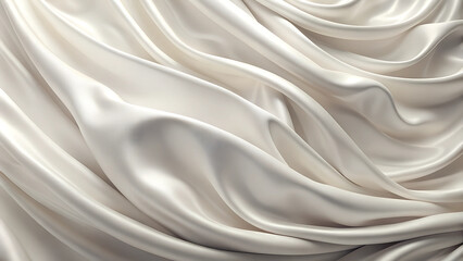 Obraz premium White cream fabric with soft flowing folds and silky texture.