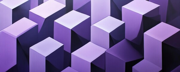 Fototapeta premium Geometric pattern of purple cubes with shadows, abstract art. Modern design concept