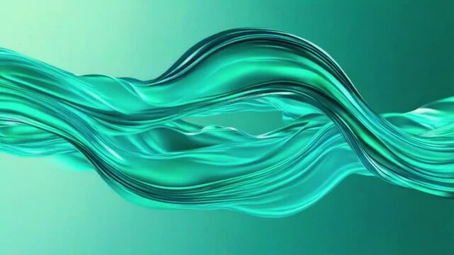 Squiggle lines simulate a fluid, water-like wave that flows. Each wave bends and warps, illusion of liquid motion, glowing teal gradients shapes, 4k High-Quality background Animation Video