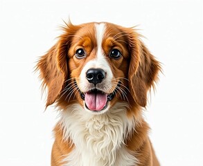 Kooikerhondje Puppy Sitting on White Background with Open Mouth