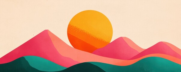 Grainy retro gradient poster design with vibrant hues transitioning smoothly from pink to orange, capturing a bold, vintage feel
