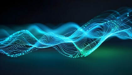 Abstract blue wave background with fractal design and flowing lines, creating a futuristic digital texture and motion pattern