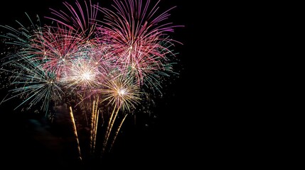 Fototapeta premium Vibrant Fireworks Lighting Up the Night Sky with Bursts of Color and Joy