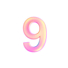 3D icon, number 9, white background vibrant colors. Generative AI
