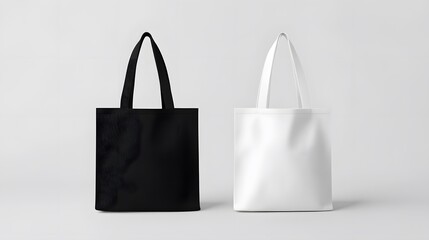 Canvas bag mockup of a fabric tote with a handle, available in black and white cotton, ideal for eco-friendly shopping and grocery carrying