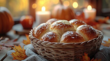 Freshly Baked Bread in a Rustic Basket