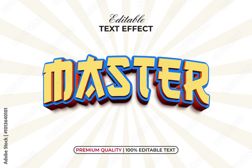 Poster master text effect 3d curved style. editable text effect.