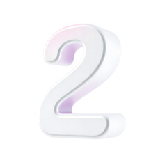 Naklejka premium 3D icon, number 2, white background, smooth textures, vibrant colors. Generative AI