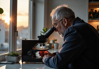 A gemologist looks at a diamond through a microscope, gemstones appraisal. gemologist holding a brilliant cut ruby and placing on the precision scale, Instruments gemologist, Craftsman appraising