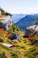 Scenic Mountain Landscape in Hope, BC, Canada Featuring Vibrant Autumn Foliage and Majestic Rock Formations