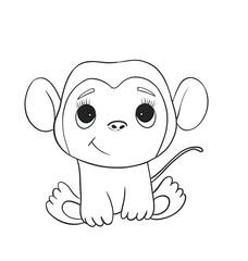 Baby Foxline art. Coloring page of Cute Cartoon Fox for kids coloring book