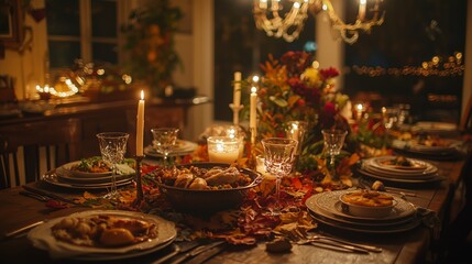 Cozy Thanksgiving Dinner Table Setting