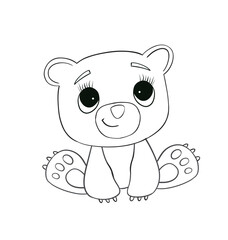 Baby Bear line art. Coloring page of Cute Cartoon Bear for kids coloring book