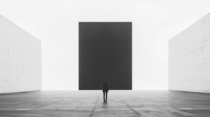 Minimalist Black Square in an Uncluttered Space