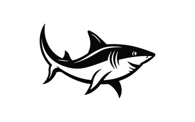 Obraz premium Set of Shark Silhouettes with Cosmic and Minimalist Design on white background