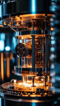 Quantum Computing Core in Cryptography Lab, advanced encryption methods, secure data transmission, cutting-edge technology, innovative research environment