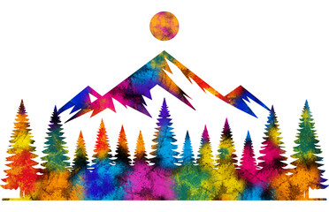 Mountain watercolor painting poster wall decor abstract art banner modern painting