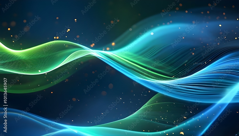 Fototapete the image could be named glowing futuristic space waves with bright blue motion and curved lines on 