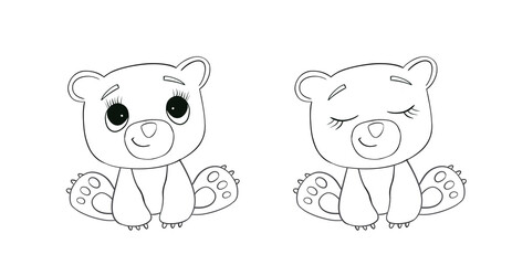 Baby Bear line art. Coloring page of Cute Cartoon Bear for kids coloring book