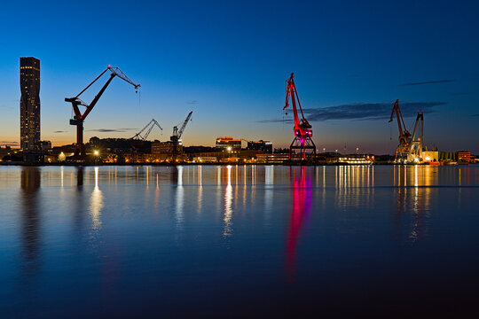 Sunset photography at the harbour of Gothenburg