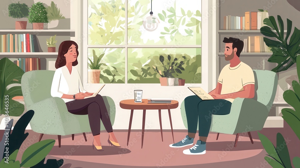 Aufkleber two individuals engage in a lively discussion while sitting comfortably in an inviting room surround