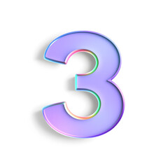 Fototapeta premium 3D icon, number 3, white background, smooth textures, vibrant colors. Generative AI