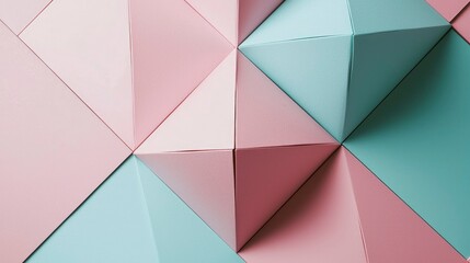 Abstract Geometric Pattern with Pink and Blue Triangles