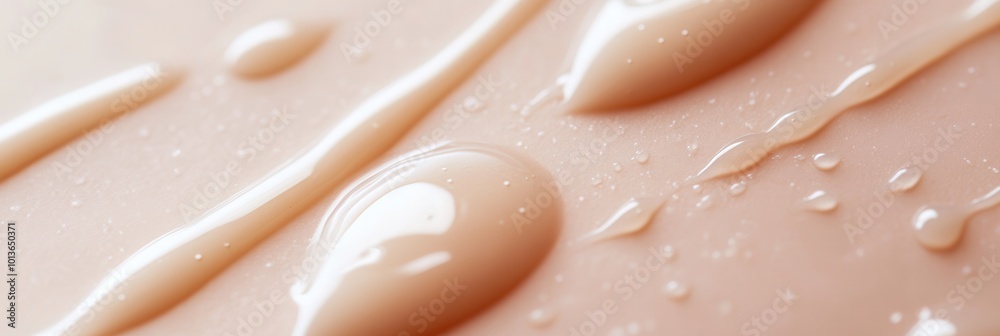 Aufkleber a close-up view of liquid foundation droplets revealing its creamy consistency and subtle shine agai