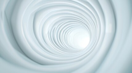 Obraz premium Futuristic White Spiral Tunnel, an immersive abstract design featuring a sleek, luminous spiral structure, inviting exploration and evoking a sense of boundless possibility.