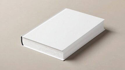 Naklejka premium A white mockup of a book cover on a plain background, ideal for showcasing book design concepts or publishing projects.